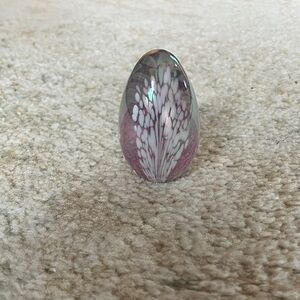 Handmade Iridescent Pink Glass Standing Egg - Mount St. Helen Ash Art